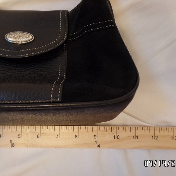 Brighton Black Leather and Suede Handbag Very Nice Condition Burgundy Interior - Picture 15 of 16